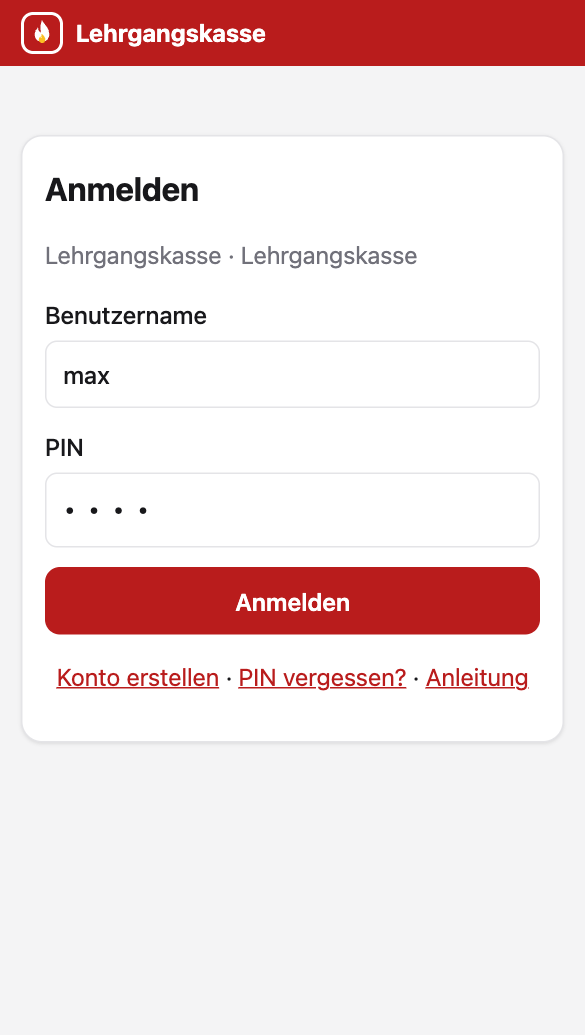 Bildschirm: Anmelden