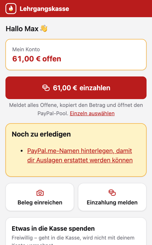Bildschirm: Startseite